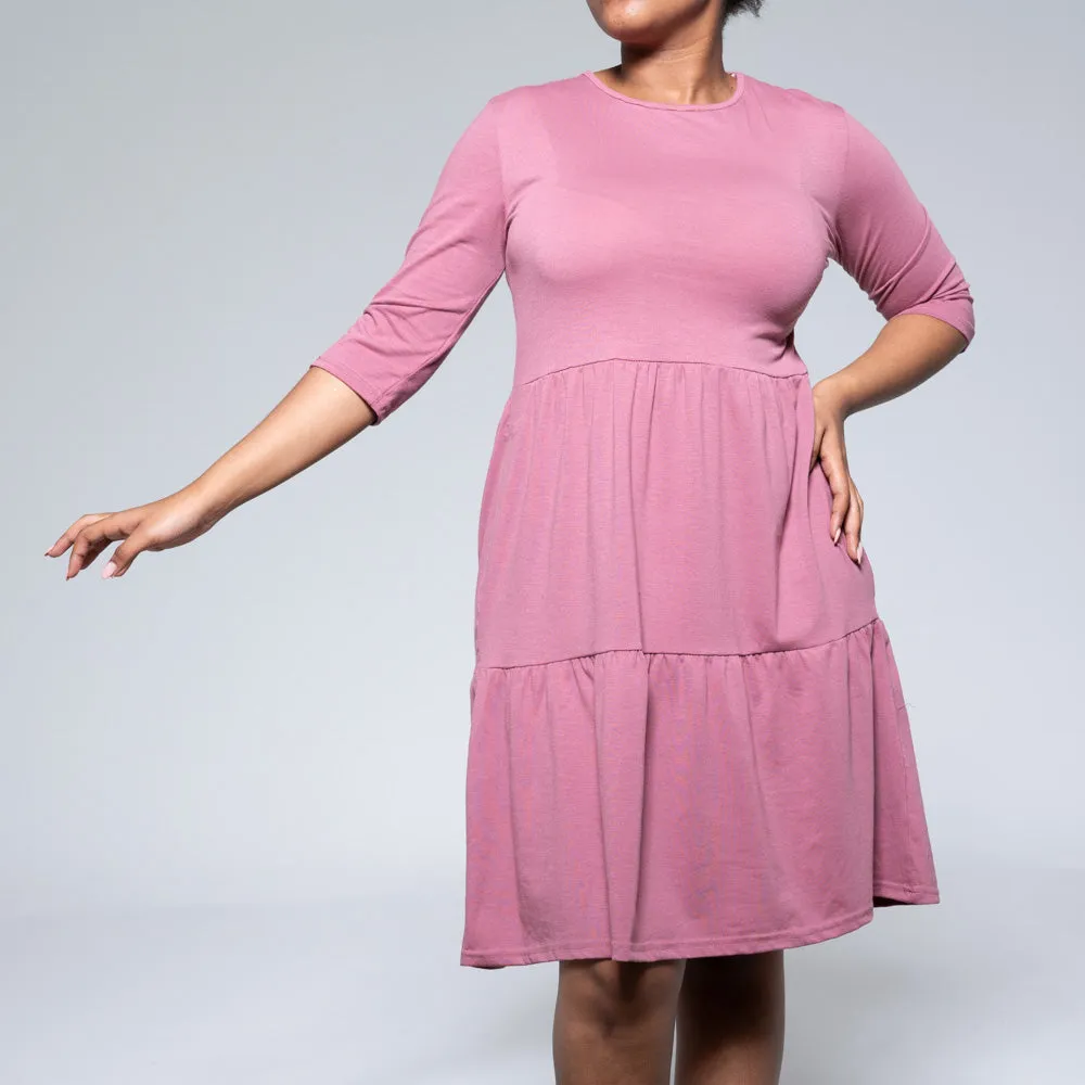 Rose 3/4 Sleeve Trapeze Dress sold by Fashion World