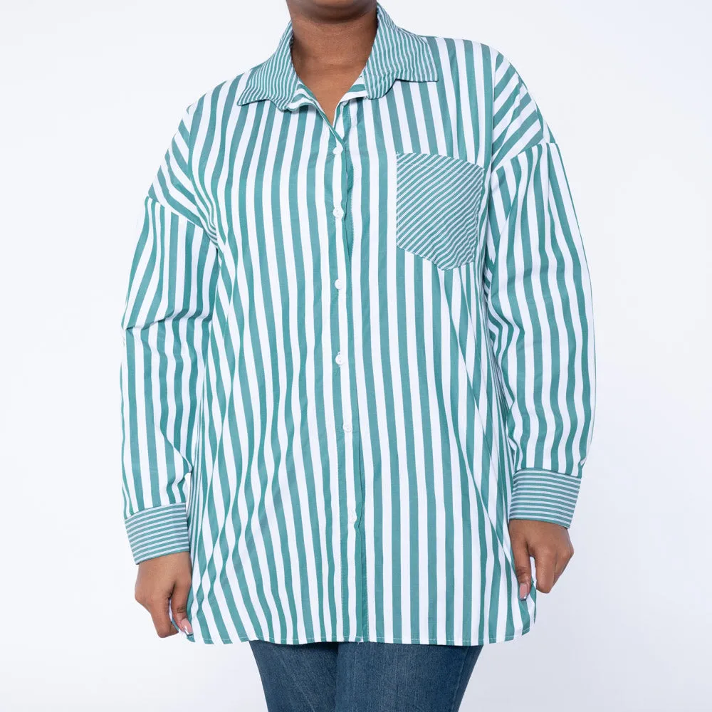 Long Sleeve Cotton Striped Shirt sold by Fashion World