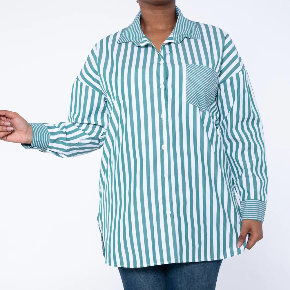 Long Sleeve Cotton Striped Shirt sold by Fashion World product image thumbnail 4