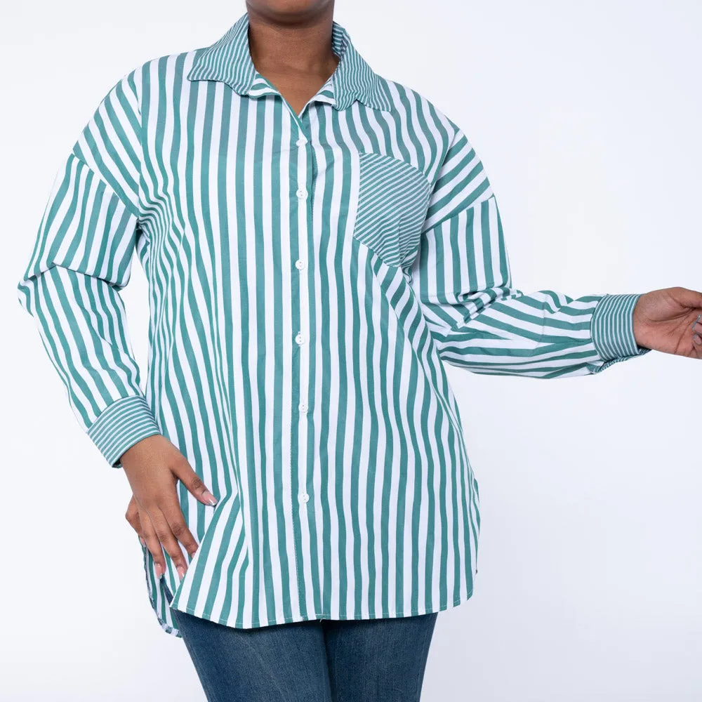 Long Sleeve Cotton Striped Shirt sold by Fashion World product image thumbnail 3