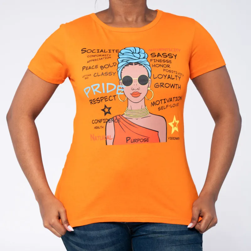 Orange Face Print Tee sold by Fashion World