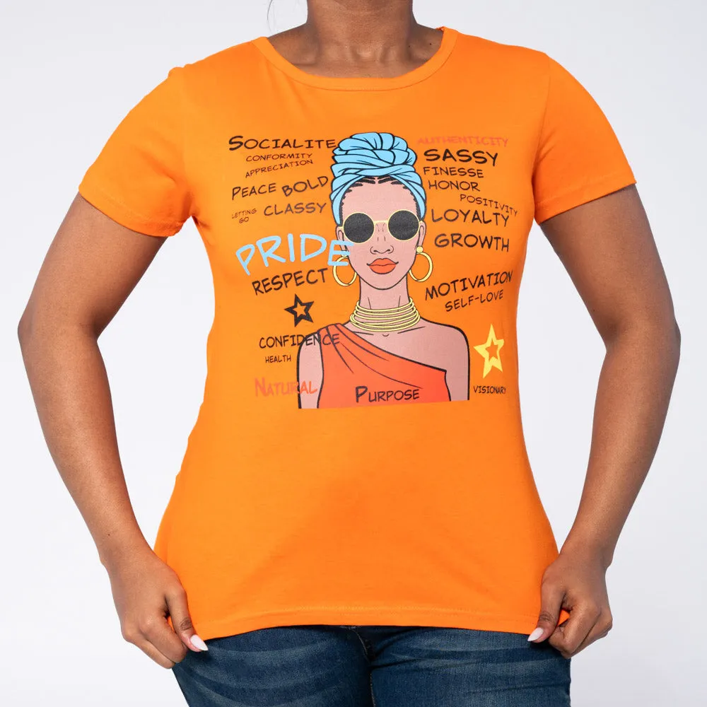 Orange Face Print Tee sold by Fashion World