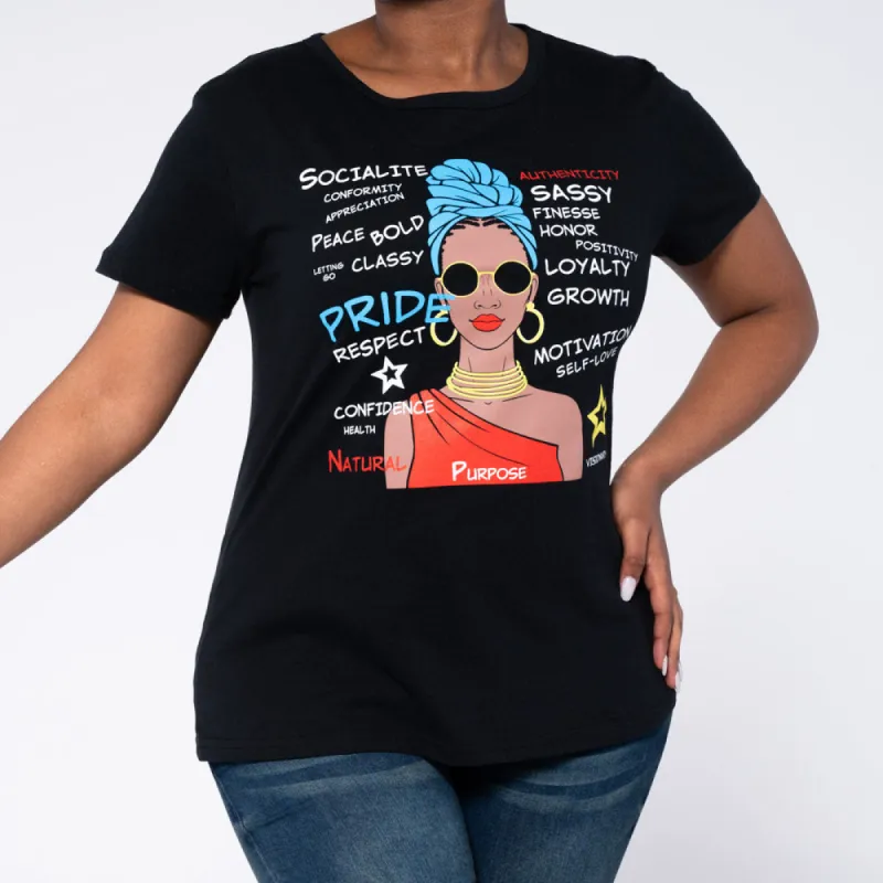 Black Face Print Tee sold by Fashion World