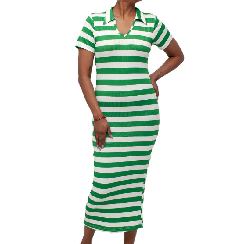 Green/White Striped Dress sold by Fashion World