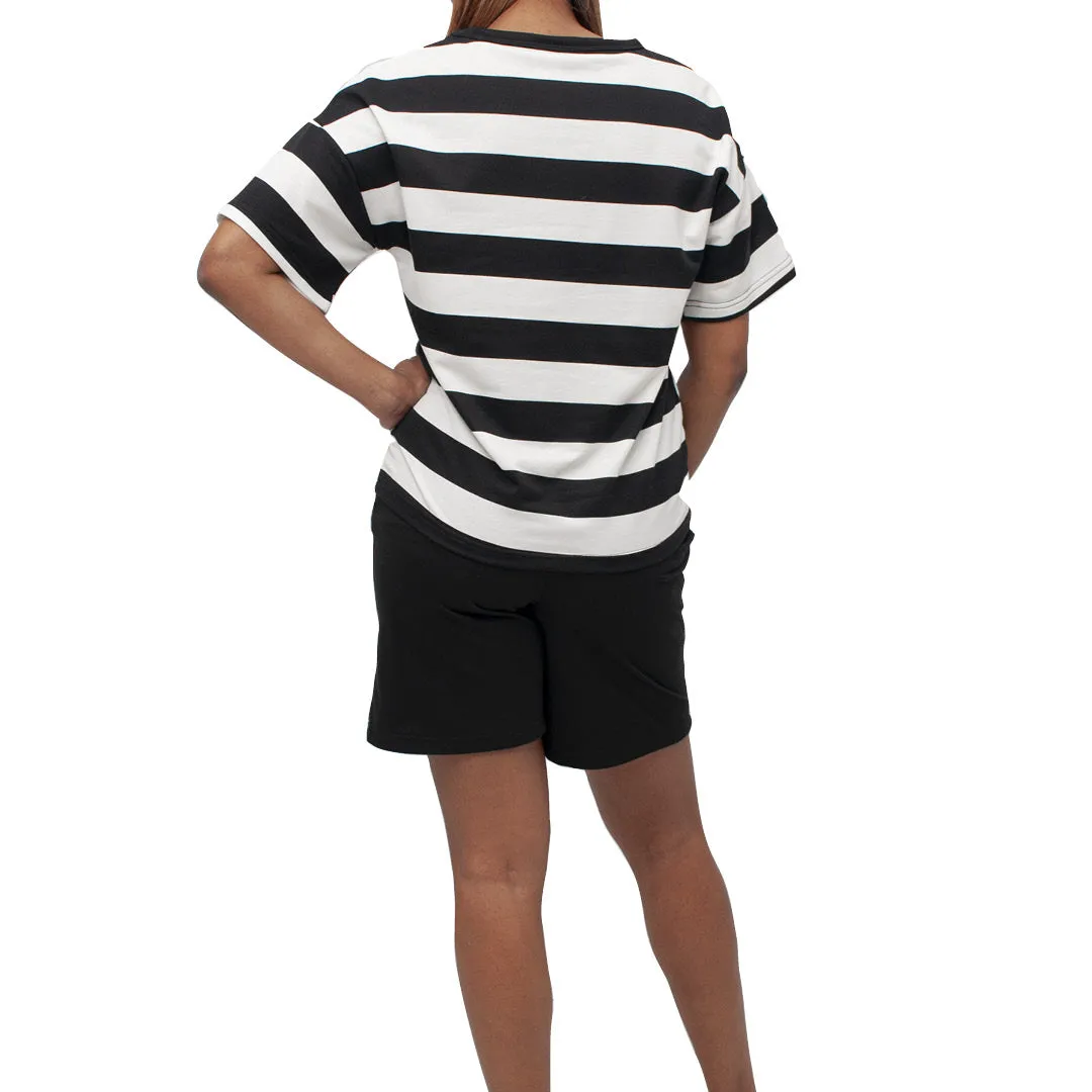 Blk/Ivory Terry Top And Shorts Set sold by Fashion World product image thumbnail 3