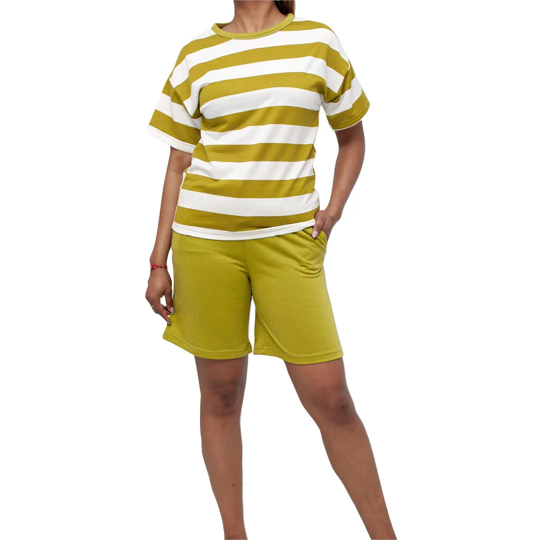 Chartreuse Terry Top And Shorts Set sold by Fashion World