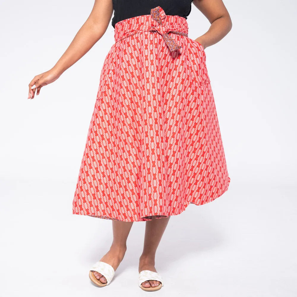 Red Reversible Wrap Skirt sold by Fashion World product image thumbnail 2
