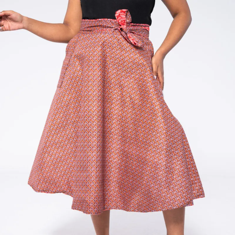 Red Reversible Wrap Skirt sold by Fashion World