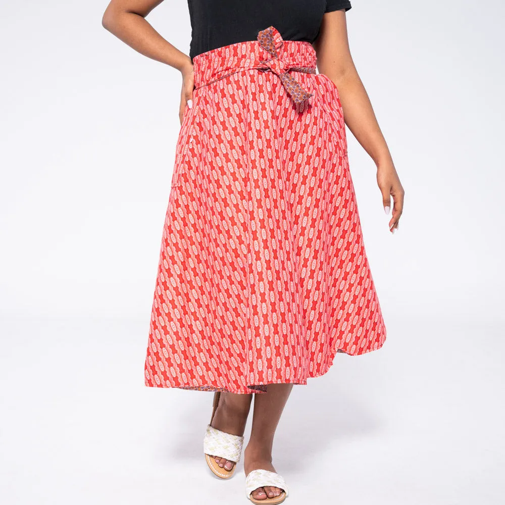 Red Reversible Wrap Skirt sold by Fashion World product image thumbnail 3