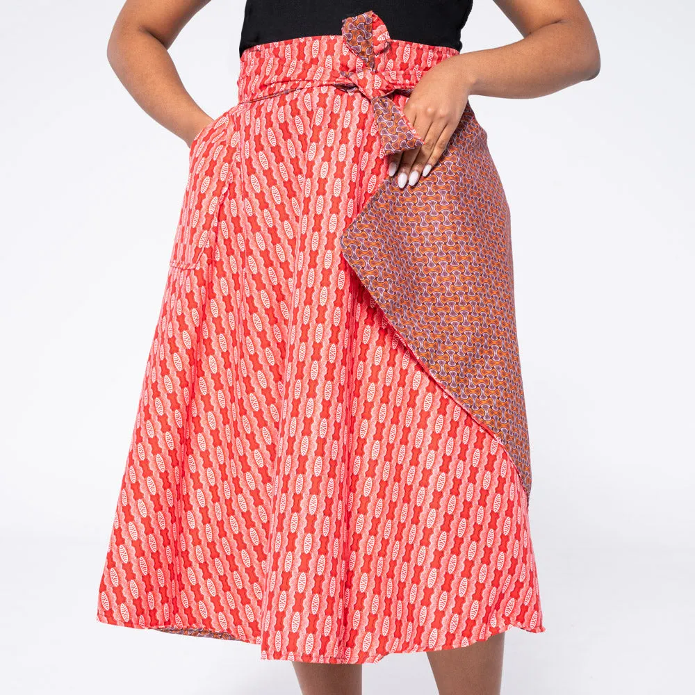Red Reversible Wrap Skirt sold by Fashion World product image thumbnail 5