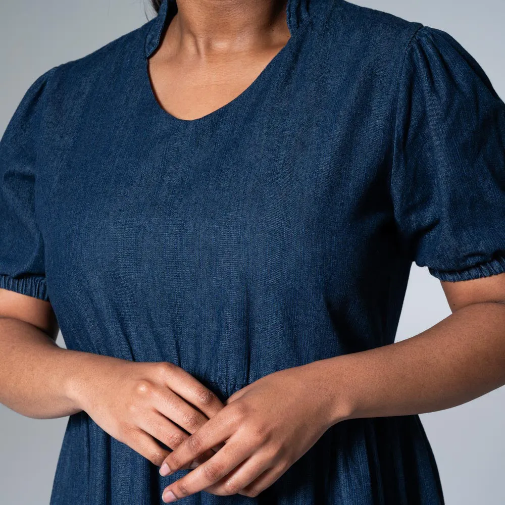 Short Sleeve Denim Tiered Dress sold by Fashion World product image thumbnail 4