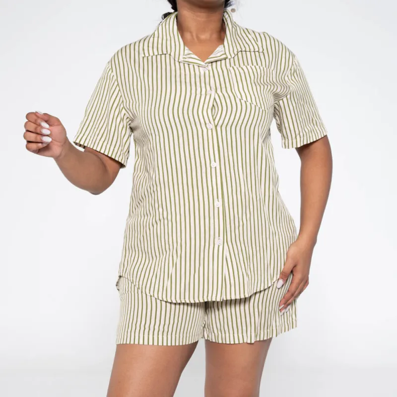 Ladies Green  Viscose Striped Shorts sold by Fashion World
