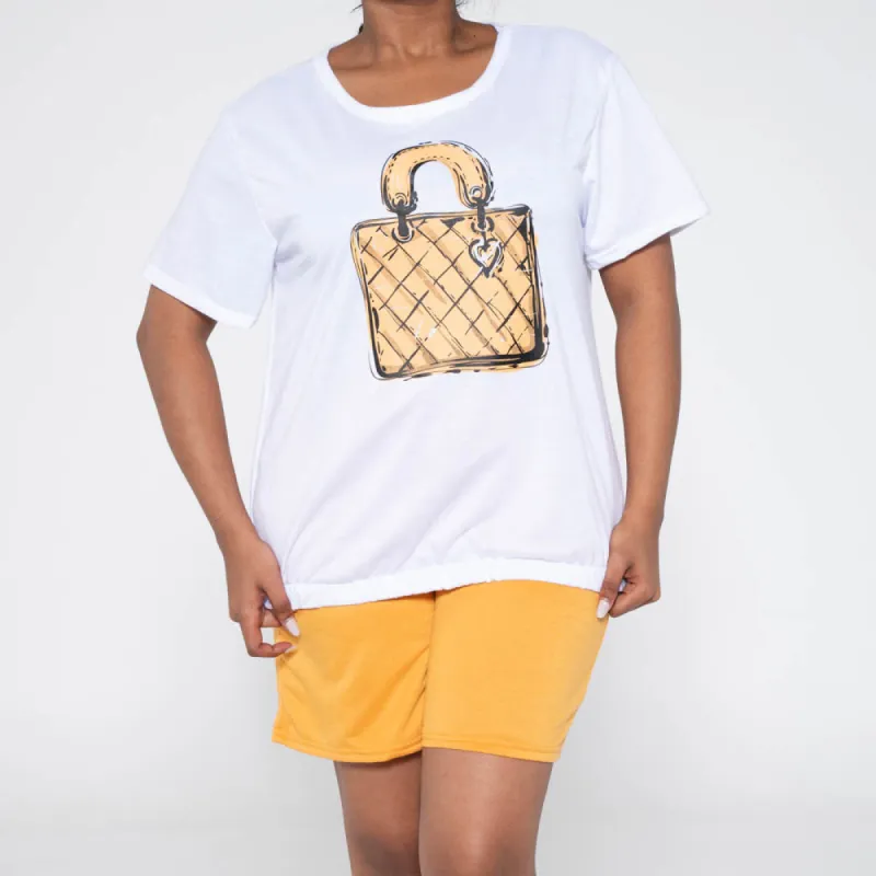 Mustard  Ladies Top And Shorts Set sold by Fashion World
