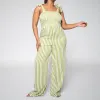 Chartreuse Striped Jumpsuit sold by Fashion World