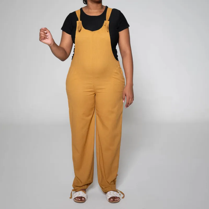 Camel Linen Jumpsuit sold by Fashion World