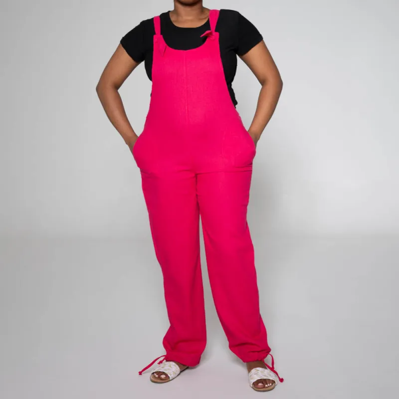 Cerise Linen Jumpsuit sold by Fashion World