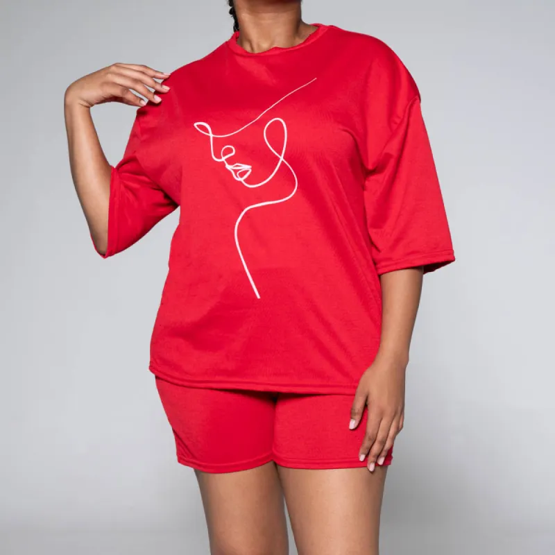 Red Top And Shorts Set sold by Fashion World