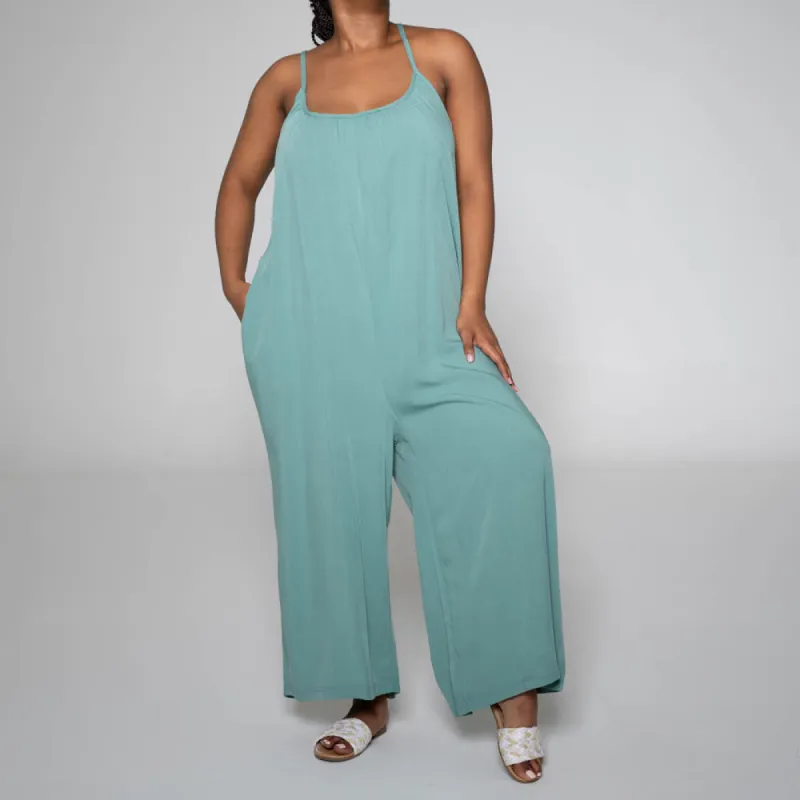 Strappy Viscose Sage Jumpsuit sold by Fashion World