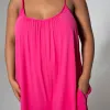 Strappy Viscose Cerise Jumpsuit sold by Fashion World