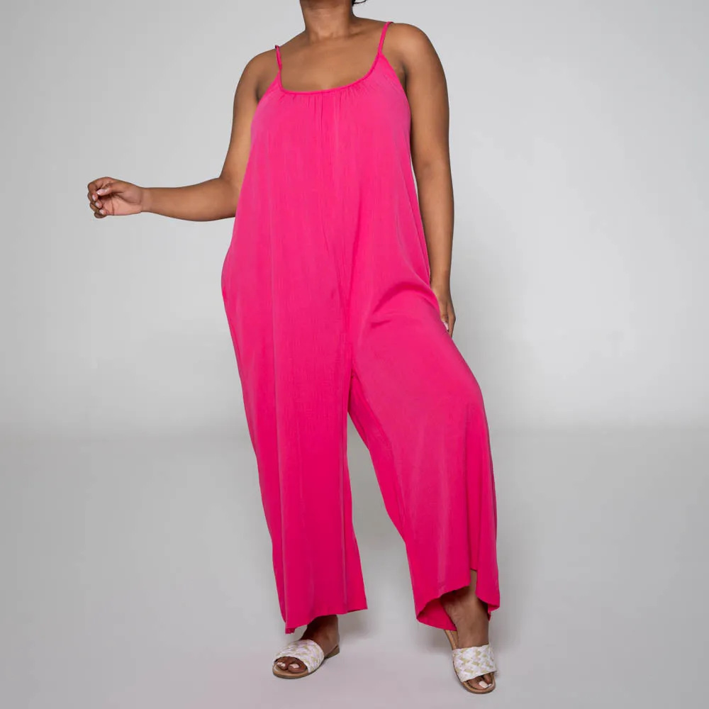 Strappy Viscose Cerise Jumpsuit sold by Fashion World