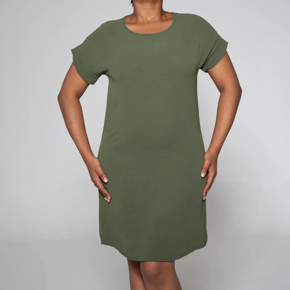 Olive Short Sleeve Tunic sold by Fashion World