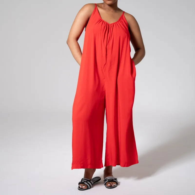 Terracotta Viscose Jumpsuit sold by Fashion World