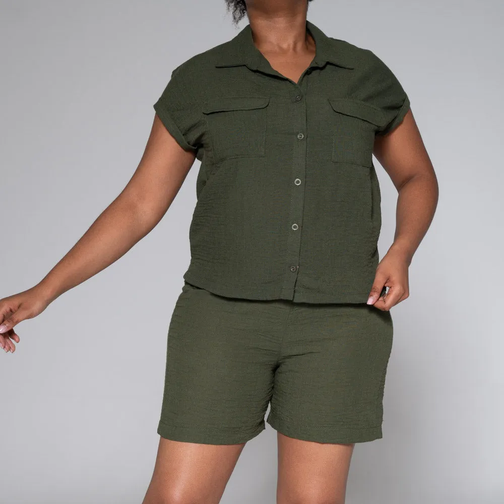 Olive Shorts And Top Set sold by Fashion World product image thumbnail 2