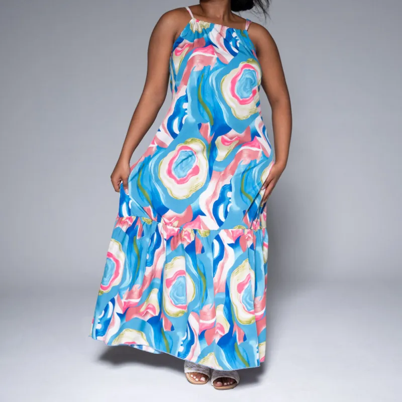 Blue Halter Neck Dress sold by Fashion World