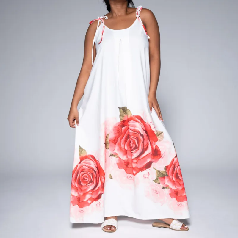 White Border Print Off Shoulder Dress sold by Fashion World