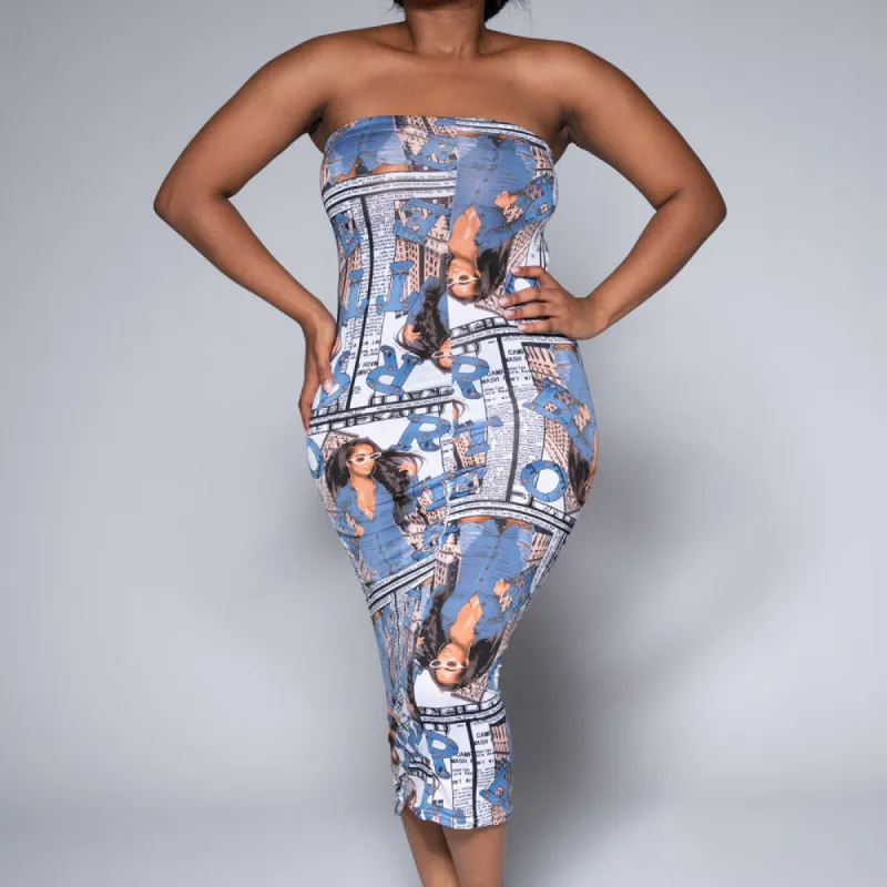 Printed Boobtube Dress sold by Fashion World