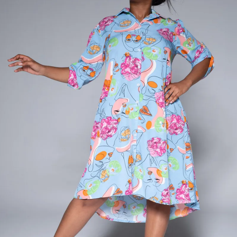 Sky Blue Printed Tunic sold by Fashion World