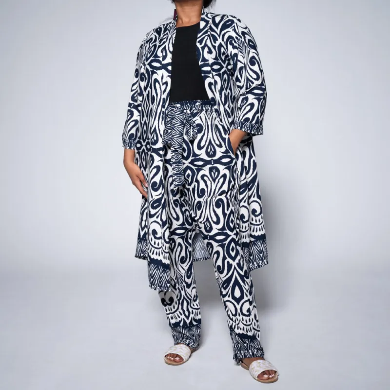 Plus Size Navy Printed Kimono sold by Fashion World
