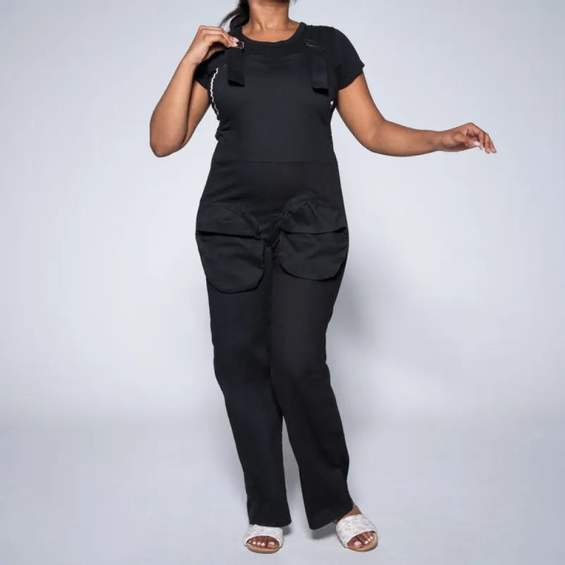 Black Peach Twill Jumpsuit made by Fashion World