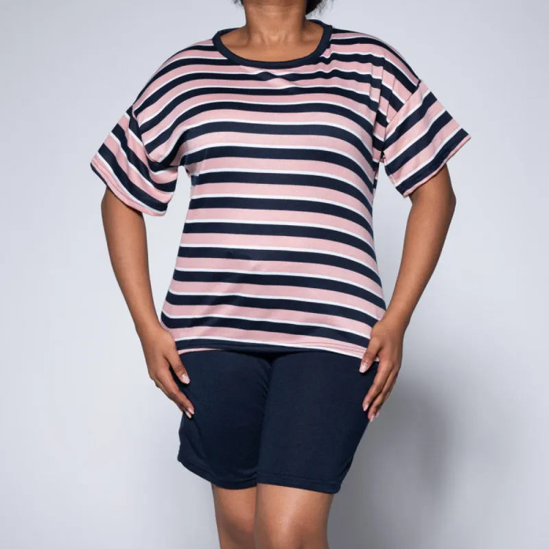 Striped Top And Plain Shorts Set sold by Fashion World