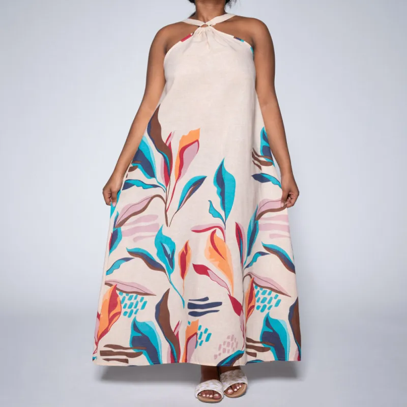 Border Print Linen Dress sold by Fashion World