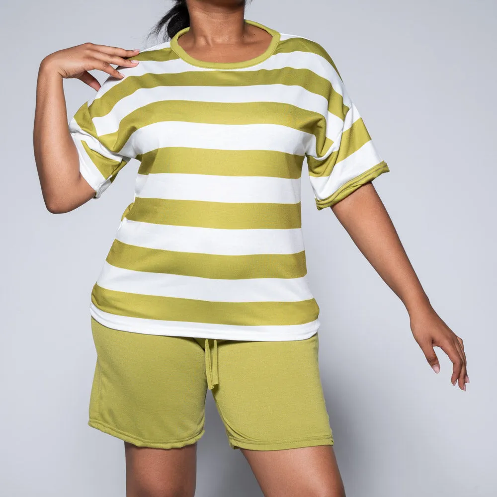 Chartreuse Top And Shorts Set sold by Fashion World