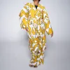 Mustard Tie-Belt Printed Kimono sold by Fashion World