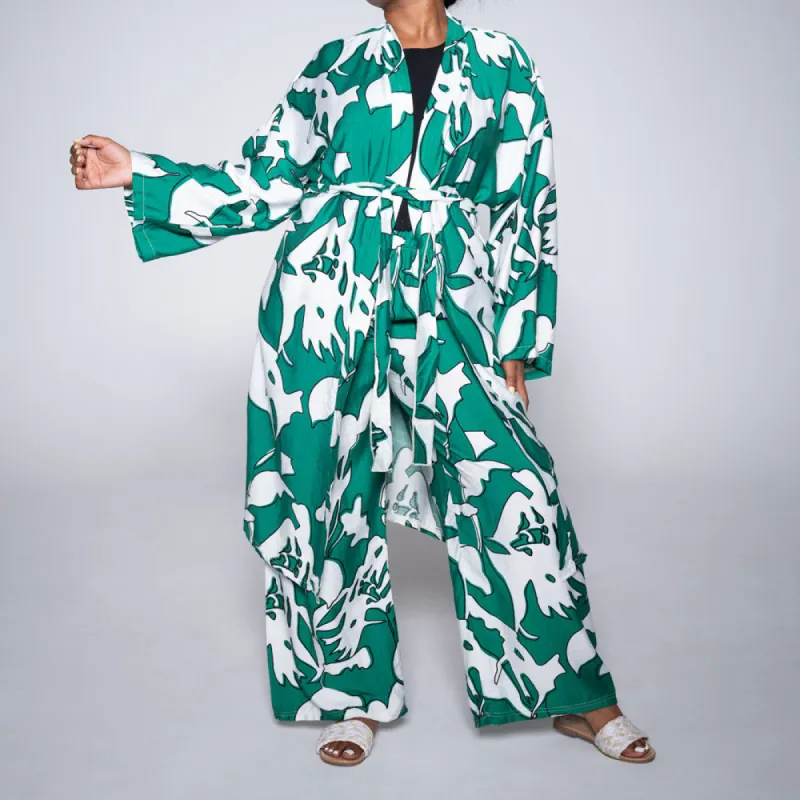 Emerald Tie-Belt Printed Kimono sold by Fashion World