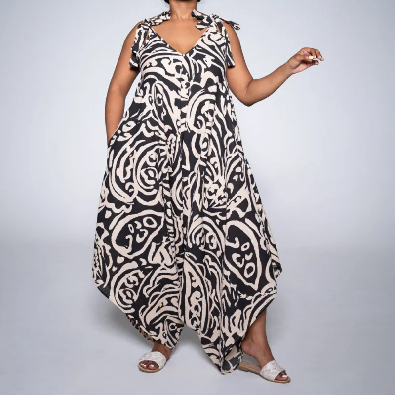 Blk/Stone Printed Jumpsuit sold by Fashion World
