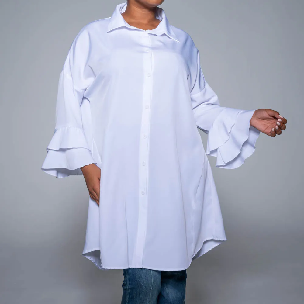 Optical White Long Sleeve Tunic sold by Fashion World product image thumbnail 3