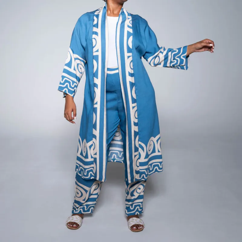 Plus Size Blue/Stone Kimono sold by Fashion World