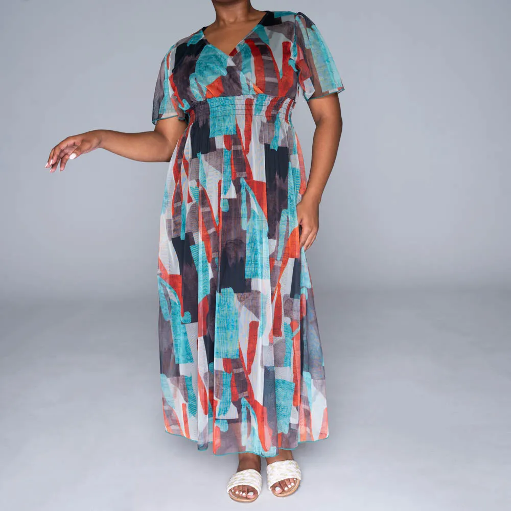 Short Sleeve Printed Mesh Dress sold by Fashion World product image thumbnail 4