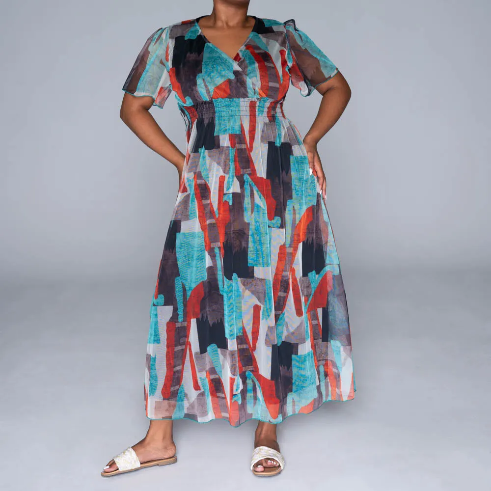 Short Sleeve Printed Mesh Dress sold by Fashion World product image thumbnail 5