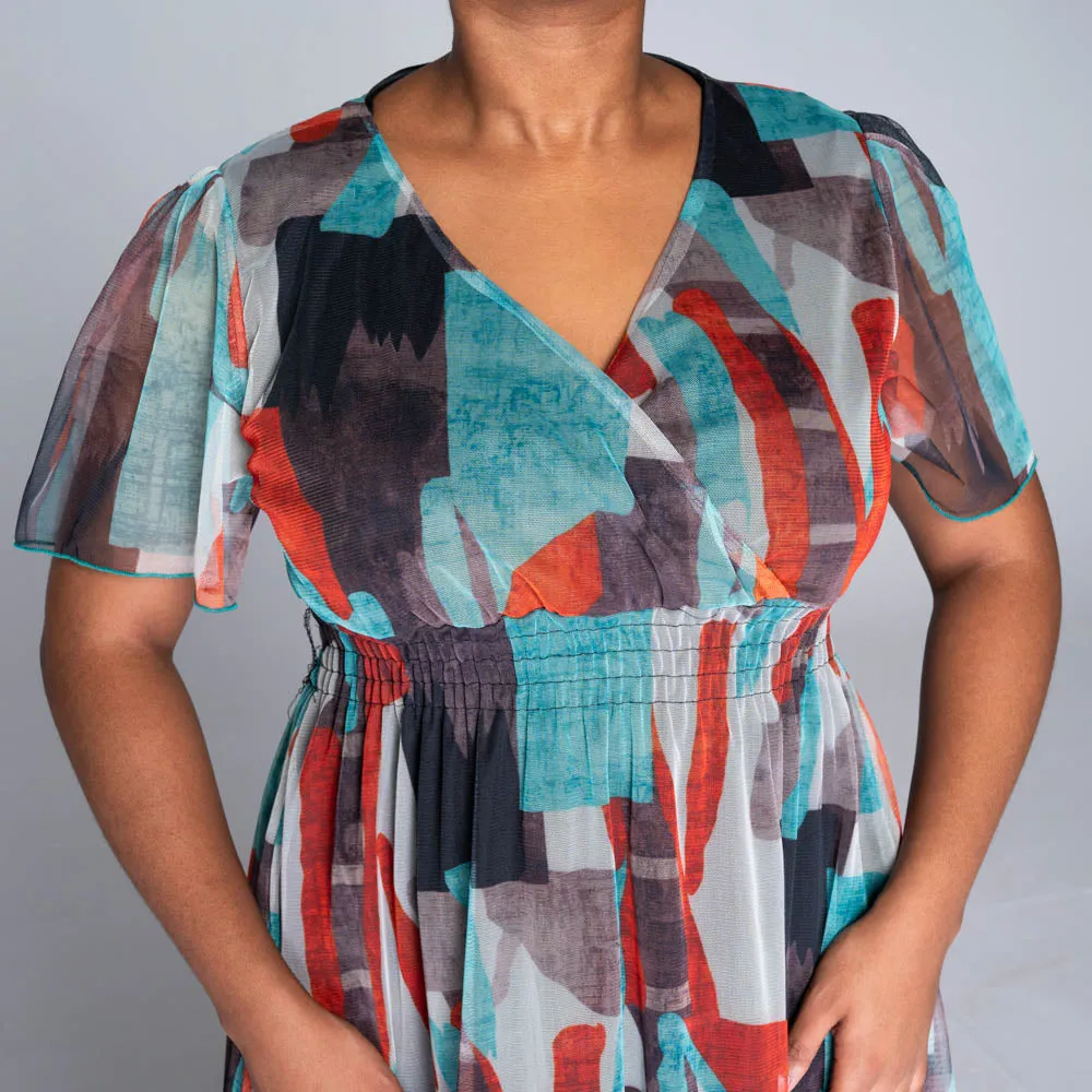 Short Sleeve Printed Mesh Dress sold by Fashion World product image thumbnail 3