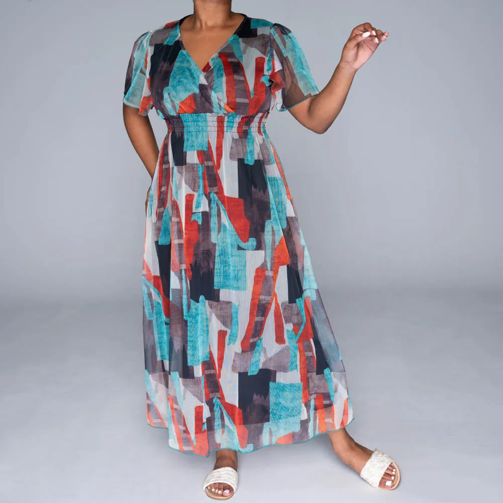 Short Sleeve Printed Mesh Dress sold by Fashion World product image thumbnail 2