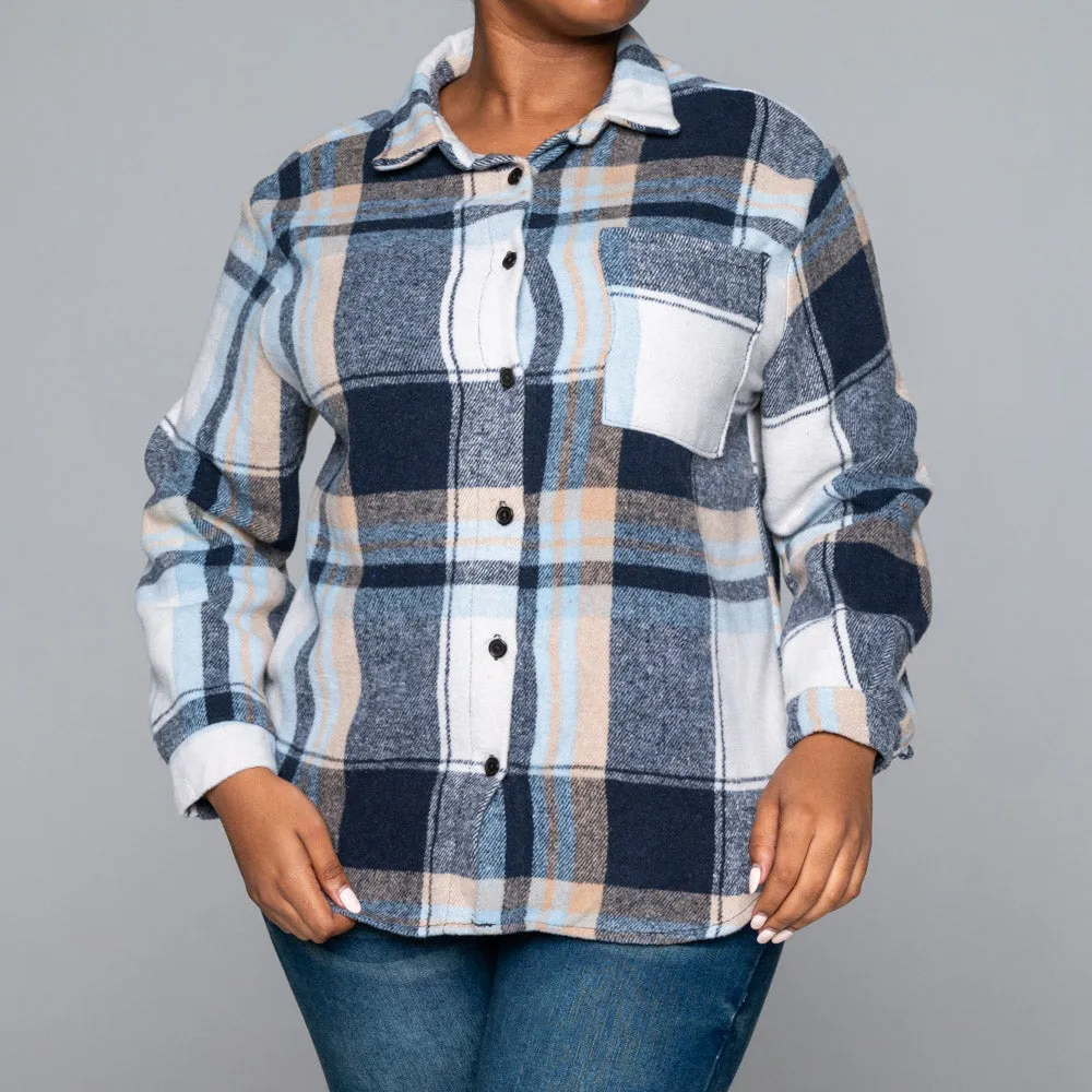 Navy Shacket sold by Fashion World