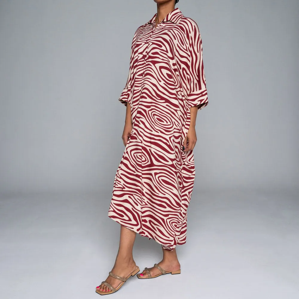 Wine Printed Nylon Crepe Kaftan sold by Fashion World product image thumbnail 4