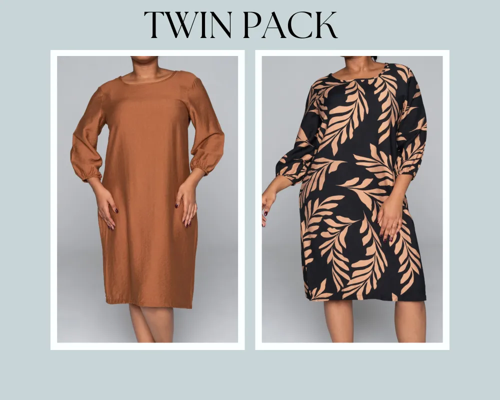 Plain And Printed Twin Pack Tunic sold by Fashion World