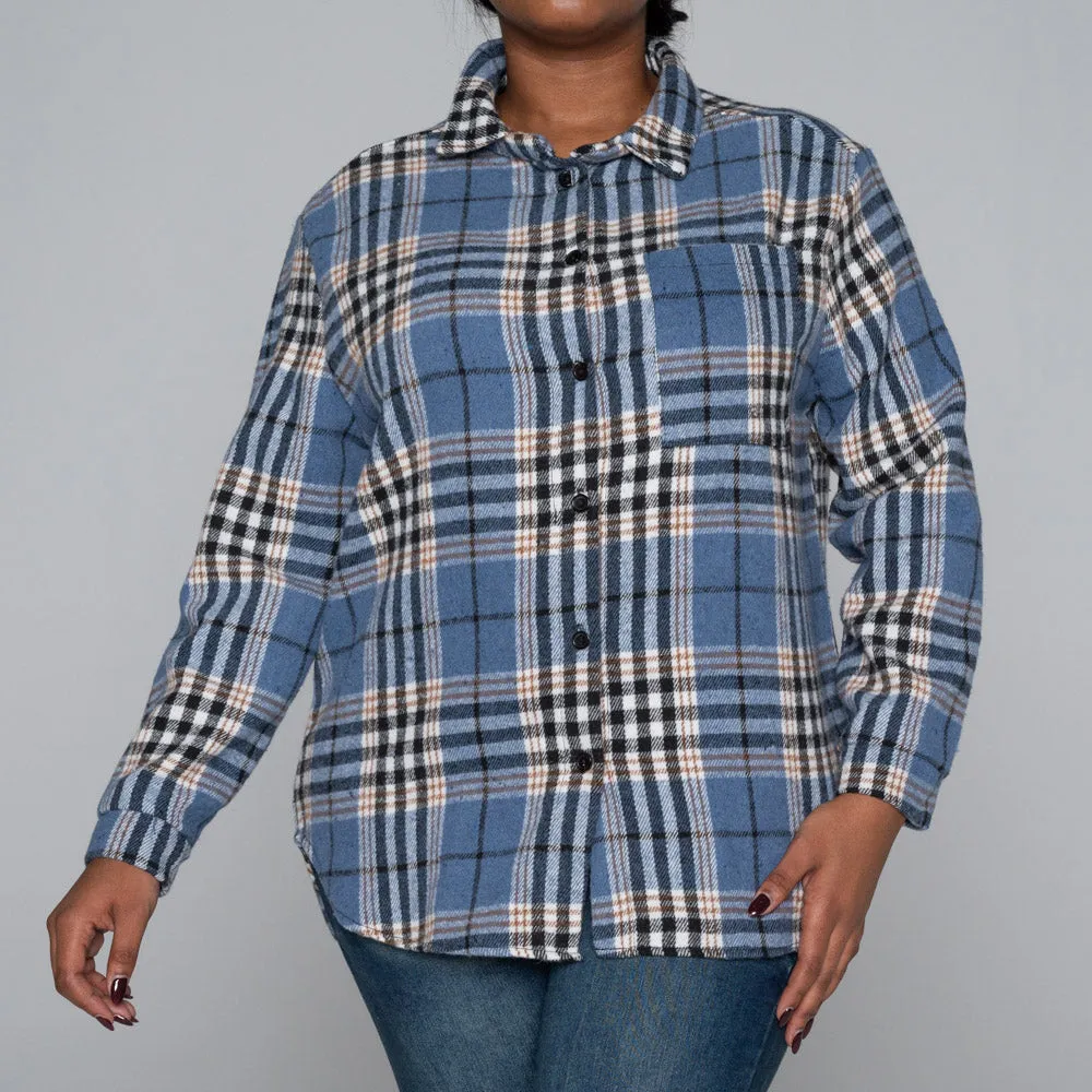 Cotton Brush Check Print Shacket sold by Fashion World product image thumbnail 5