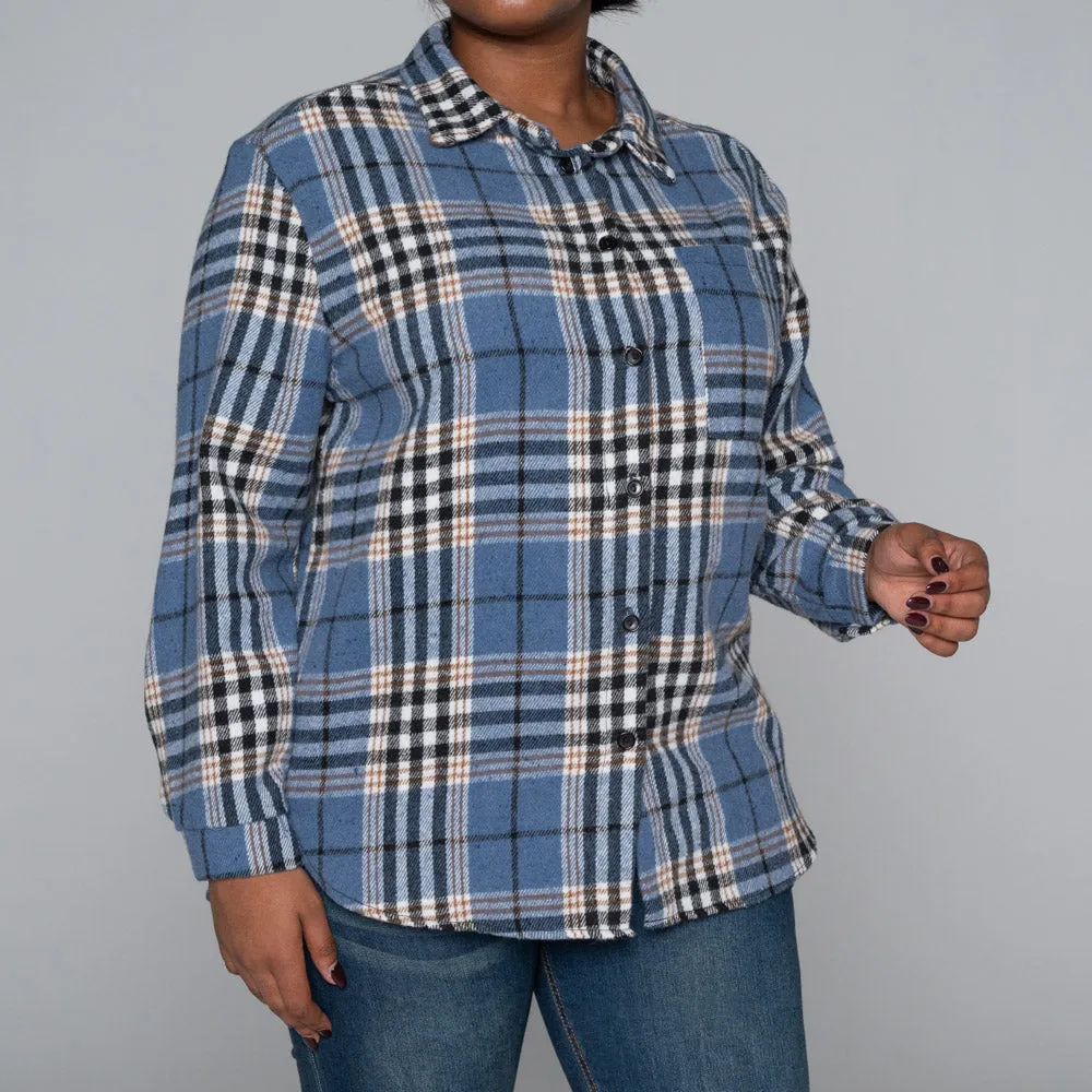 Cotton Brush Check Print Shacket sold by Fashion World product image thumbnail 2